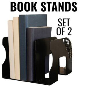 Book Stands Set of 2 Book Stand Bookshelf Desk Organization Organizer Black Come